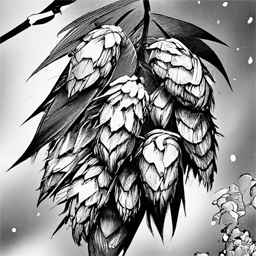 Artistic drawing of hop cones